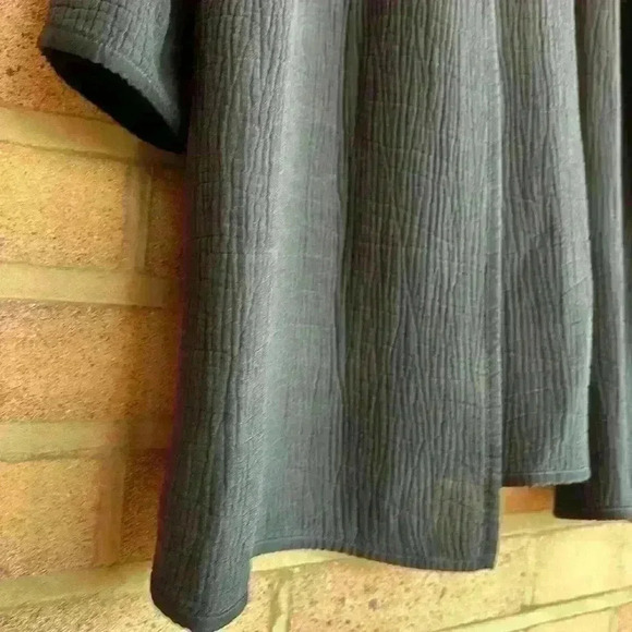 Eileen Fisher EUC textured Rayon Silk Blend high collar open front jacket - Picture 4 of 8